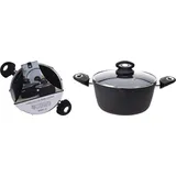Excellent Houseware Kasserolle mit Deckel 24 cm Schmiedealuminium