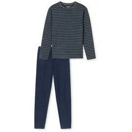 SCHIESSER Schlafanzug lang - Casual Essentials in Anthrazit, Blau | Gr.: 106