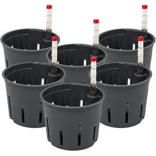 Leni Kulturtopf für Hydrokultur-Systeme Set mit Wasserstandsanzeiger | Größen zur Wahl 5-32 cm rund | Langlebiger Kunststoff (6er-Pack, Ø: 11cm | H: 9cm)