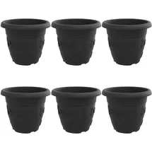 vidaXL Blumentopf 6 pcs Schwarz Ø 34 x 28 cm