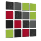 platino24 Akustikplatte 16 Elemente 3D-Set Colore Quadrat 27,5 x 27,5 cm Multicolore grün