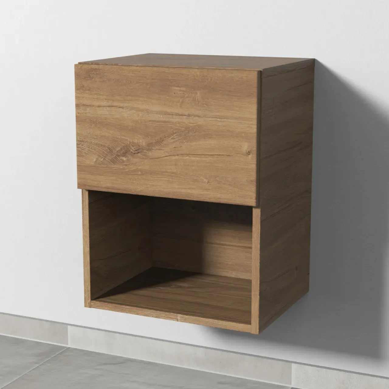 Sanipa 4balance Anbauschrank mit 1 Auszug und 1 offenem Fach, Eiche-Kansas, DL11059 DL11059