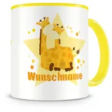 Samunshi® Kindertasse mit Namen Tasse XXX Personalisierte Tasse mit Namen Kinder Kinderbecher mit Namen Kindergarten gelb 300ml