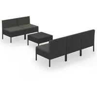 vidaXL Polyrattan Lounge-Set schwarz inkl. Auflagen 3094321