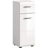 welltime Unterschrank FLORENZ, Höhe 80 cm, 1 Tür, 1 Schubkasten (1-St., TOPSELLER) Türanschlag wechselbar, hochwertige MDF Front, Badschrank, Bad weiß