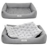 HOUND & NATURE | Öko Hundebett Zürich | Orthopädisch/Fest | Gr. XXL für Sehr Große Hunde - Kuscheliges, Flauschiges Hundebett Waschbar mit Wende - Liegekissen (XXL - 125x95 cm, Hellgrau)