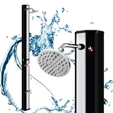 ACXIN Solardusche 35 L Solar Gartendusche Wassertemperatur bis 60°C Solardusche mit 180° drehbarem Regenduschkopf und Gartenschlauchanschluss Pooldusche, Schwarz und Silber