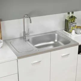vidaXL Spüle mit Abtropffläche 800 x 500 x 155 mm Silber