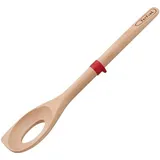 Tefal Ingenio Holz-Risotto-Löffel, Buchenholz, Silikon, praktischer rutschfester Sicherheitsring aus Silikon, geringe Wärmeleitung, Braun / Rot, 38.4 x 9.2 x 2.7 cm,