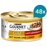 GOURMET Gold Zarte Häppchen in Sauce mit Huhn und Leber 48x85g