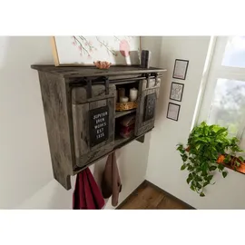 Massivmoebel24 Wandgarderobe Mango 90 x 30 x 75 cm Grau