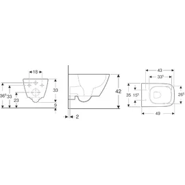 Geberit Smyle Square Wand-WC Tiefspüler Rimfree Weiß