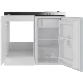 Flex-Well Küchenzeile »Pantry«, Gesamtbreite 100 cm, mit DUO Kochfeld und Kühlschrank weiß