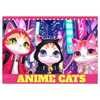 Calvendo Anime Cats (Tischkalender 2026 DIN A5 quer), CALVENDO