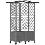 vidaXL Hochbeet mit Rankgitter und Dach 122 x 40 x 144 cm Hellgrau