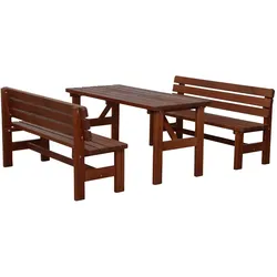 Gartenmöbel-Set Tessin, braun, Tisch und Bänke, für 6 Personen