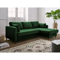 lisa design Anna – ecksofa mit schlaffunktion – mit bettkasten – moderner stil – rechts grün