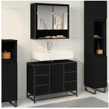 vidaXL Badezimmerschrank mit Tür 80 x 60 x 33 cm Schwarz