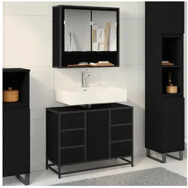 vidaXL Badezimmerschrank mit Tür 80 x 60 x 33 cm Schwarz