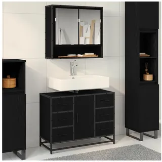vidaXL Badezimmerschrank mit Tür 80 x 60 x 33 cm Schwarz