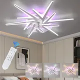 Deckenleuchte Leise Deckenventilator mit Beleuchtung, 78W LED Deckenleuchte 5800LM LED Deckenleuchte mit Ventilator, 7 Lichter Design Deckenventilator - Weiß