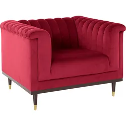 Sessel "Chamby", rot, B:100cm H:71cm T:85cm, Luxus-Microfaser Lederoptik (100% Polyester), Scheuertouren: 40.000, Pilling: 4, Samtoptik (100% Polyester), Scheuertouren >100.000, Pilling: 5, GUIDO MARIA KRETSCHMER HOME & LIVING, Sessel, Einzelsessel Loungesessel, mit Holzrahmen unten und Steppung im Lehnenbereich