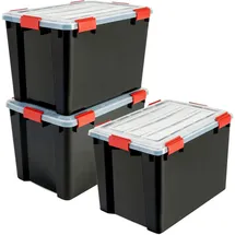 Iris Ohyama - Luftdichte Kunststoff-aufbewahrungsboxen Mit Deckels, 70l, 3er-set, Schwarz, Hermetischer Wasserdichter Verschluss, Robuste Schnappverschlüsse, Stapelbar, Staubschutz, Bpa-frei, Ddat-ld
