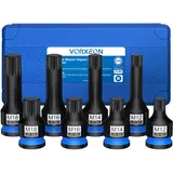 VORXEON 8PCS XZN Vielzahn Steckschlüsselsatz 1/2 Zoll, M-Typ vielzahn nuss satz aus 42CrMo, kurze & lange M12/M14/M16/M18 xzn nuss satz für Schlagschrauber mit Aufbewahrungsbox