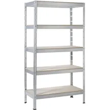 SCHULTE Regalwelt Schwerlastregal 5 Holzböden, 180x90x40 cm (HxBxT), Traglast pro Ebene 175 Kg, verzinkt, Lagerregal,