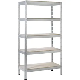 SCHULTE Regalwelt Schwerlastregal 5 Holzböden, 180x90x40 cm (HxBxT), Traglast pro Ebene 175 Kg, verzinkt, Lagerregal,