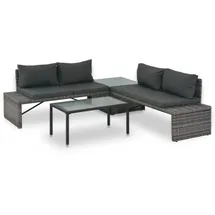 vidaXL Polyrattan Lounge-Set mit Polstern 3-tlg. grau 44720