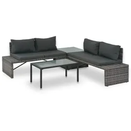 vidaXL Polyrattan Lounge-Set mit Polstern 3-tlg. grau 44720