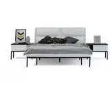 Xlmoebel Schlafzimmer-Set Doppelbett Nachttische Weiß Modern Schlafzimmer Einrichtung, (6-tlg., Bett + 2x Nachttisch + Sessel + Kleiderschrank + Konsole mit Spiegel), Hergestellt in Europa weiß