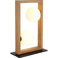 Nowa Tischlampe Tischleuchte Nachttischleuchte Glaskugel opal Holz braun H