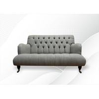 JVmoebel Chesterfield-Sofa, Moderner Chesterfield Zweisitzer Textil grau