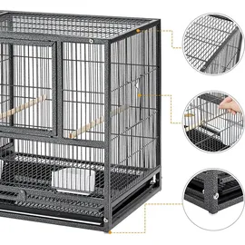 Yaheetech Vogelkäfig Vogelvoliere 96 x 46 x 53 cm Schwarz