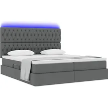 vidaXL Bett mit LED-Lichtleisten Dunkelgrau 180 x 200 cm Stoff