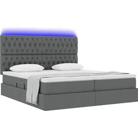 vidaXL Bett mit LED-Lichtleisten Dunkelgrau 180 x 200 cm Stoff
