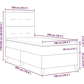 vidaXL Boxspringbett 100 x 200 cm Dunkelgrau