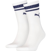 Puma Unisex Sport-Socken, Vorteilspack - Crew Heritage, Pack, Tennis, Frottee-Sohle, Streifen Weiß/Blau 35-38