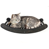 RshPets® Katzentreppe Wand Welle - Holzregal für Katzen - Kletterwand Katzen Set - Wandmontierte Katzenmöbel - Katzenbett - Hängematte für Katzen (Dunkle Farbe)