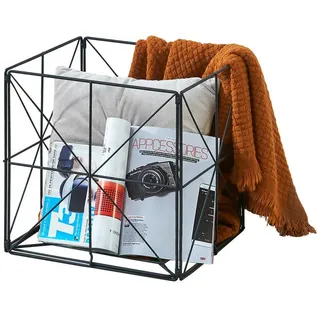 [en.casa] Zeitungskorb, Schwarz, Metall, Quadratisch, 40x40x40 cm, Ordnen & Aufbewahren, Zeitungsständer