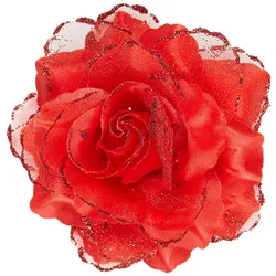 1 Rote Glitzer Rosen Haarspange - OS