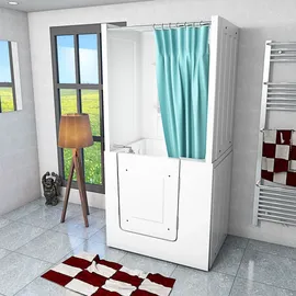 SeniorBad Seniorendusche und Sitzwanne Kombination Wanne mit Tür S02D-TH-B-R 100x78x205cm - Weiß
