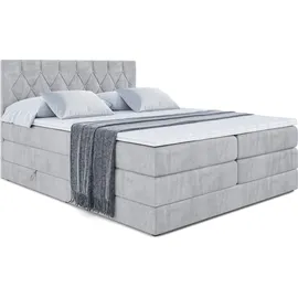 altdecor Boxspringbett VELANTO-BZ KING - 160 x 200 - H3/H4 - Hellgrau