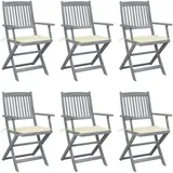 vidaXL Klappbare Gartenstühle 57 x 57 x 91 cm creme 6 St.