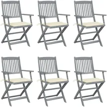 vidaXL Klappbare Gartenstühle 57 x 57 x 91 cm creme 6 St.