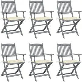 vidaXL Klappbare Gartenstühle 57 x 57 x 91 cm creme 6 St.
