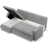 mebligo Links Ecksofa mit Schlaffunktion FORESTA, Sofa mit bettkasten Cord, Grau - Grau