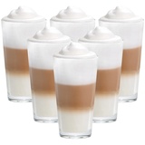 Vitrea 6er Set Latte Macchiato/Kaffee-Gläser - 350ml, 6 Glas Trinkhalme, 1 Bürste, Stapelbar (6Stacky 350ml)